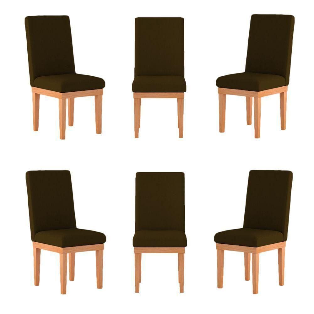 Kit 6 Cadeiras Estofadas Para Mesa De Jantar marrom