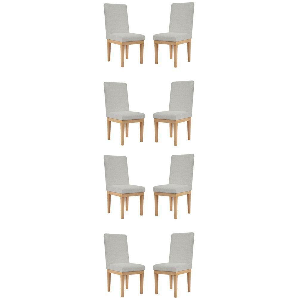 Kit 8 Cadeiras Estofadas Para Sala De Jantar Cinza Claro