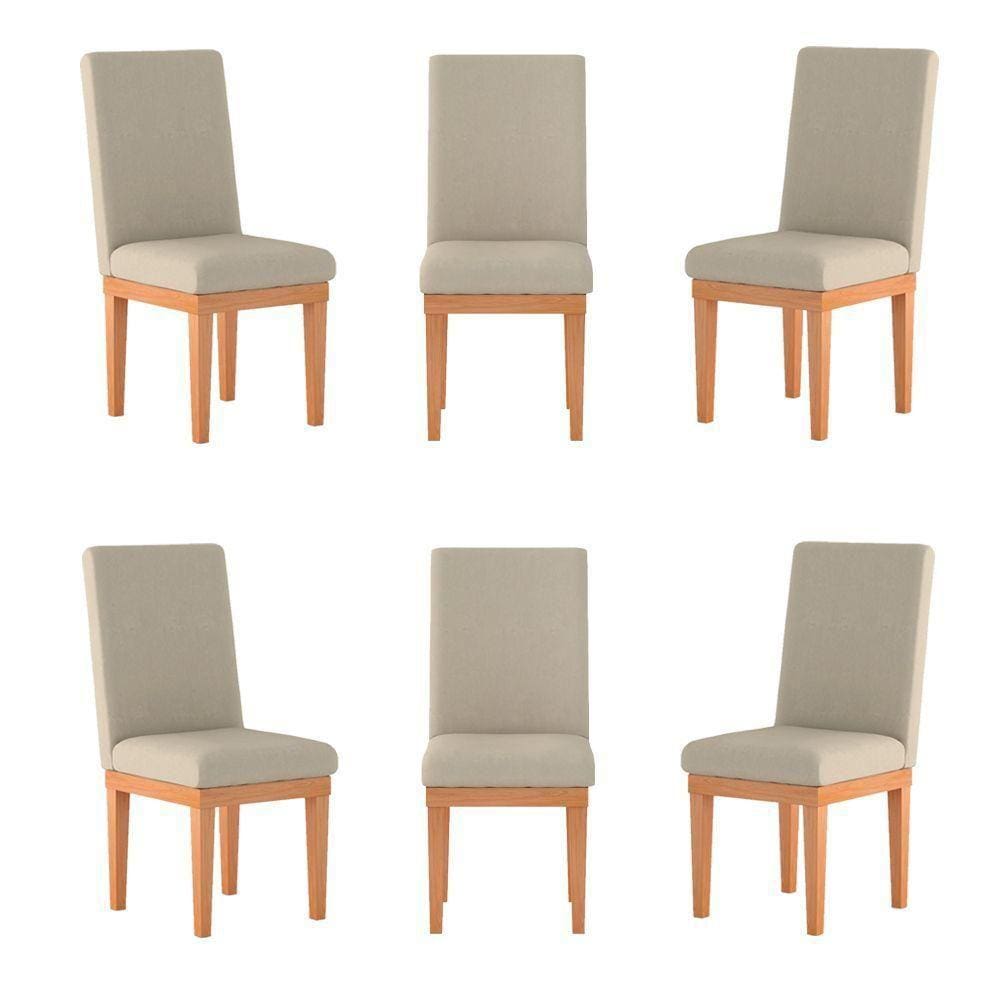 Kit 6 Cadeiras Estofadas Para Mesa De Jantar bege