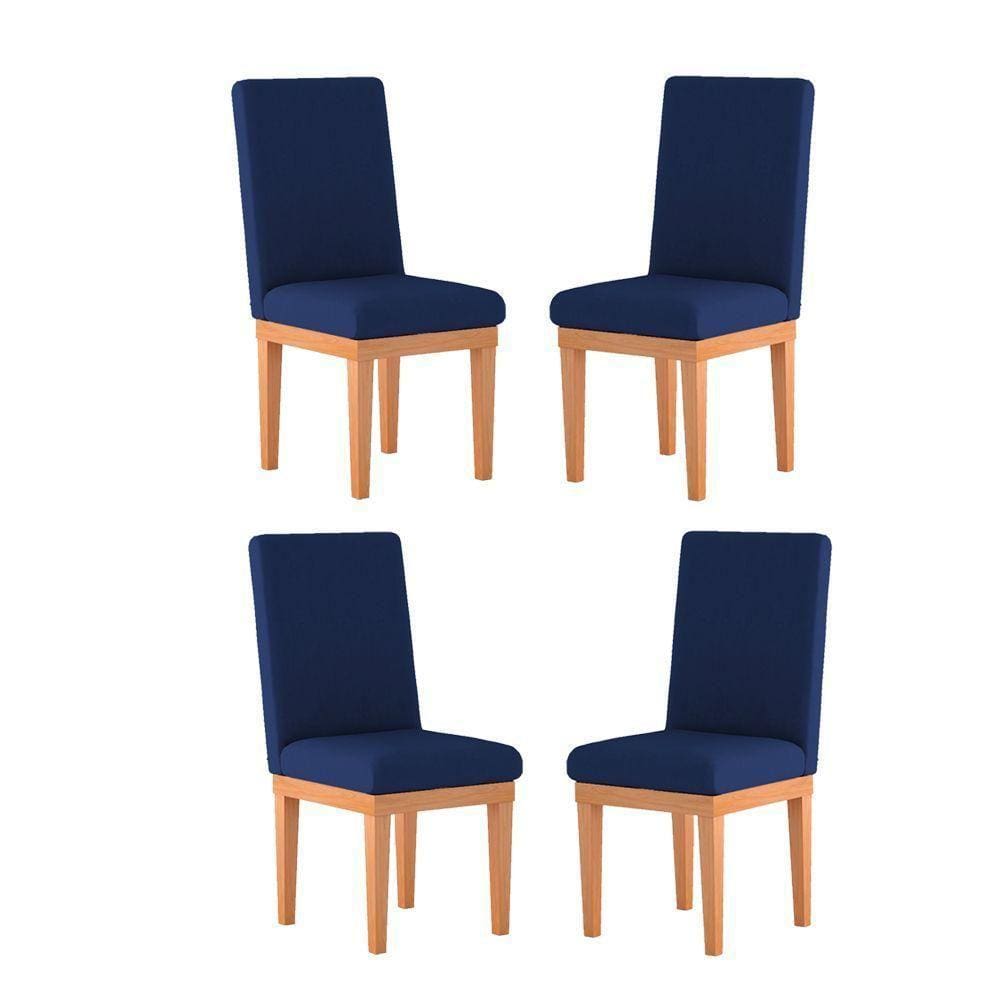 Kit 4 Cadeiras Estofadas Para Mesa De Jantar azul Marinho