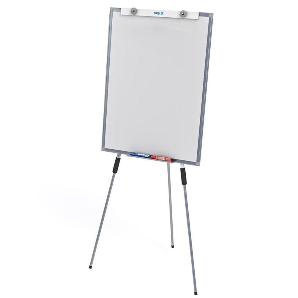 Lousa Quadro Branco Flip Chart Office 100x70cm Magnético Moldura Alumínio Porta Papel Tripé Retrátil