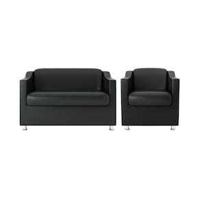 Kit Sofá Namoradeira + Poltrona Balaqui Decor Preto