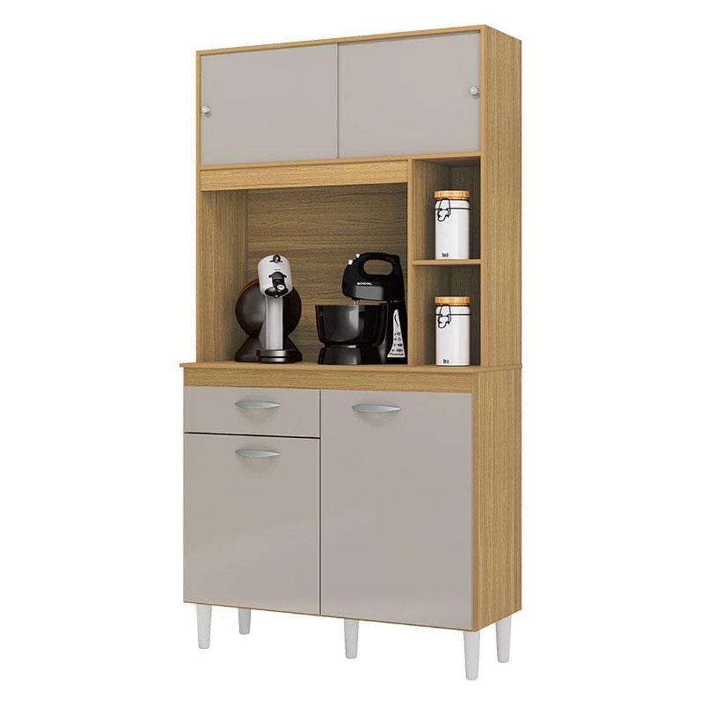 Armário para Cozinha Kit Duda 90 cm Damasco Preto - Poquema
