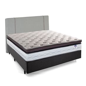 Cama Box com Cabeceira Herval Casal Adapt, 73x138x188 cm, Molas Ensacadas, Cinza