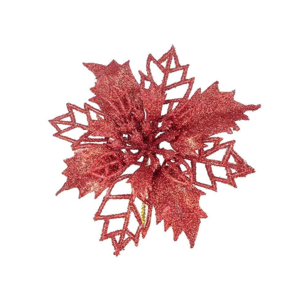 Kit Flor Natal Le 9,5cm com 3 Unidades Vermelho
