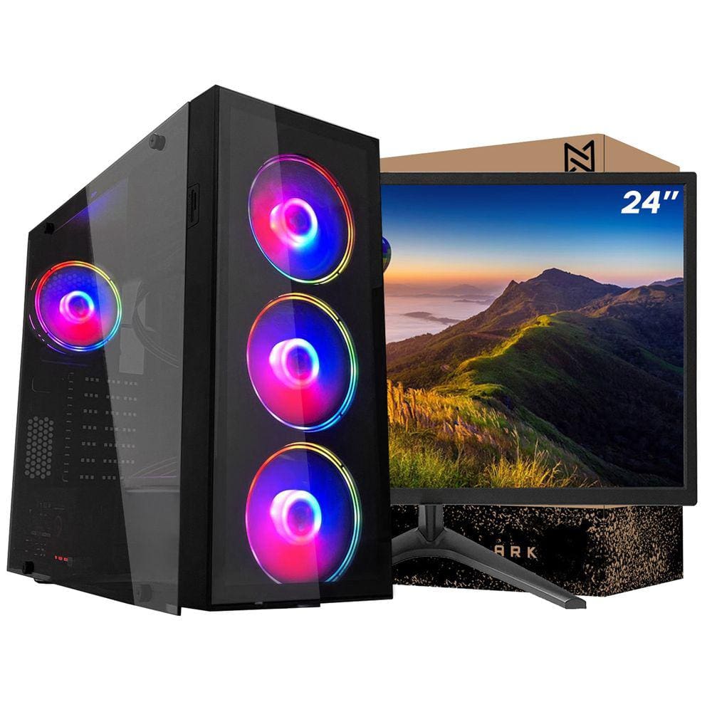 PC Gamer Completo Ark Monitor 24" + Intel Core i7 860 8GB GT 730 4GB SSD 120GB Windows 10 Pro Fonte 750w