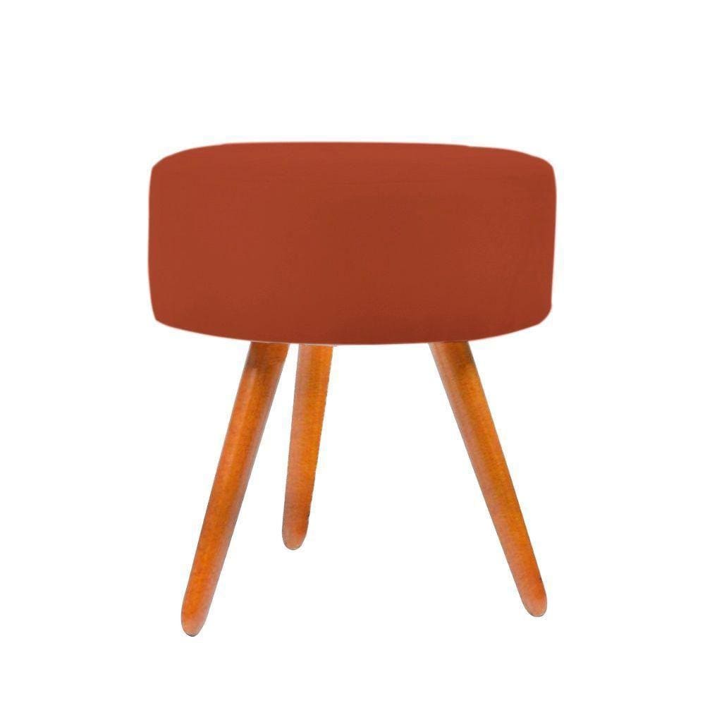 Puff Puf Banqueta Redondo Suede Pés Palito terracota