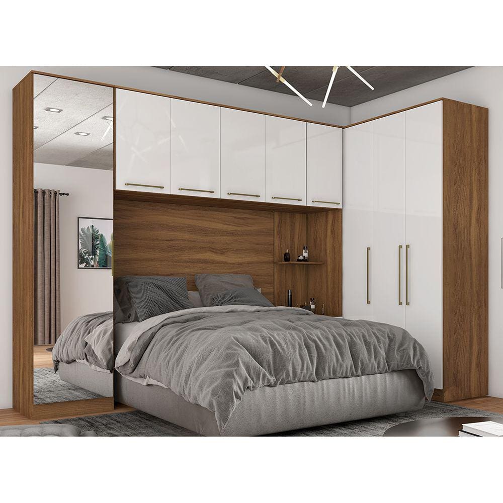 Quarto Modulado Completo Casal 09 Portas 06 Gavetas c/ Espelho Irlanda Amendola Branco Demóbile