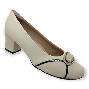 Sapato Salto Grosso Joanete Piccadilly 110142-1 Feminino - Off White