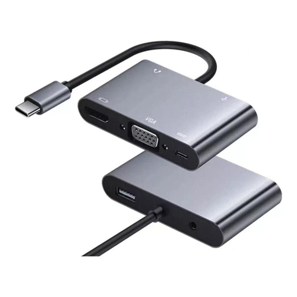 Conversor Usb Type-C 3.1 Macho Hdmi Vga Fêmea Usb E Type-C E