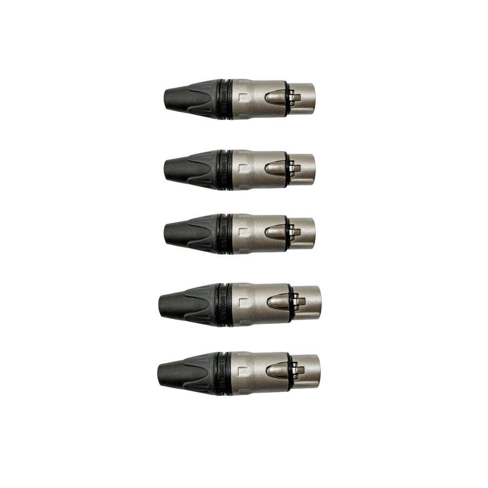 Kit 5 Conectores Linha Xlr Plug Fêmea 3 Polos  Wireconex WC-1003