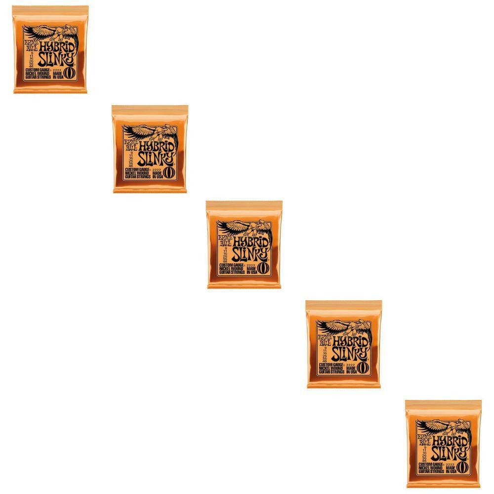 Kit 5 Encordoamentos Para Guitarra 009 Hybrid Slinky Níquel Ernie Ball