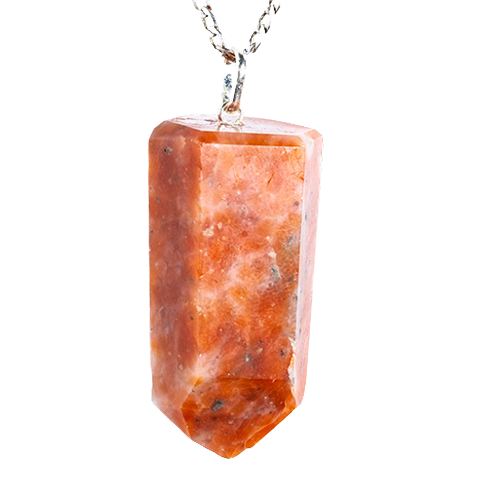 Colar Pontinha Calcita Laranja Grande Pino Prata 950
