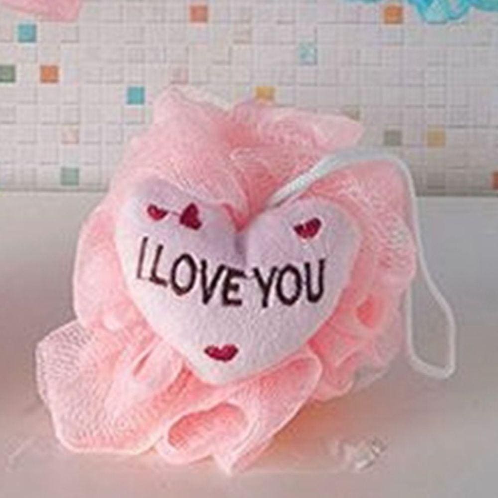 Esponja De Banho Bouton Carinhas Coração Rosa
