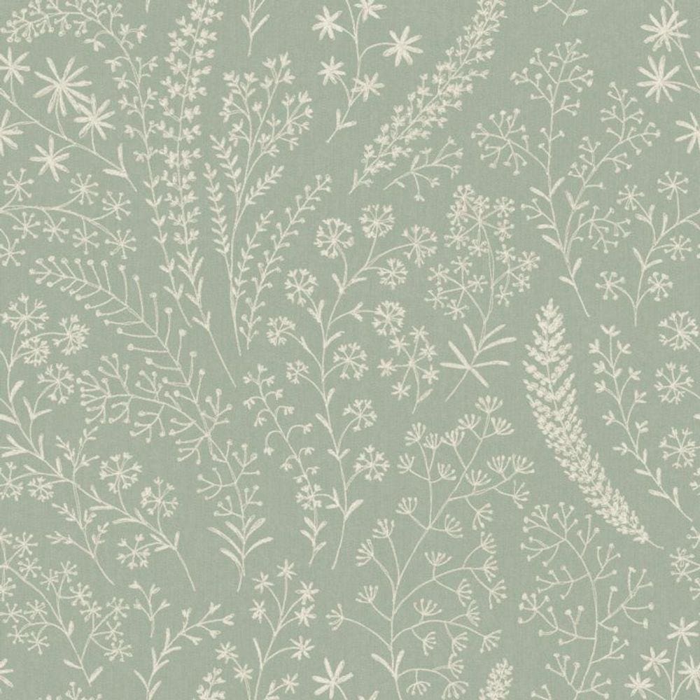 Papel de Parede Muse Floral Verde e Branco A58702