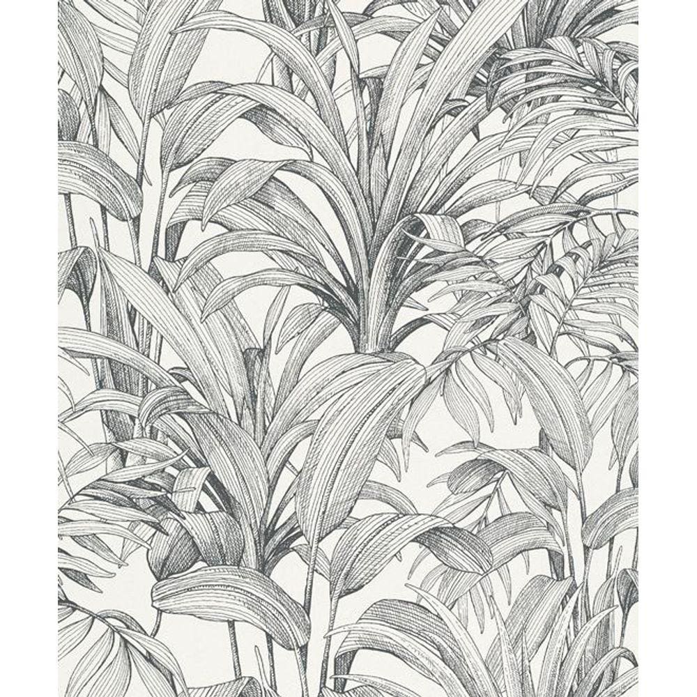 Papel de Parede Muse Folhagem Preto e Branco A51401
