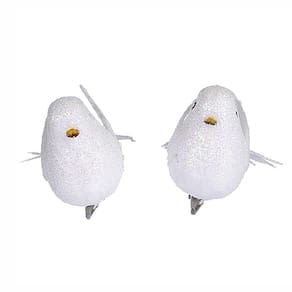 Enfeite Natal Le Pássaro Glitter com 2 Unidades Branco
