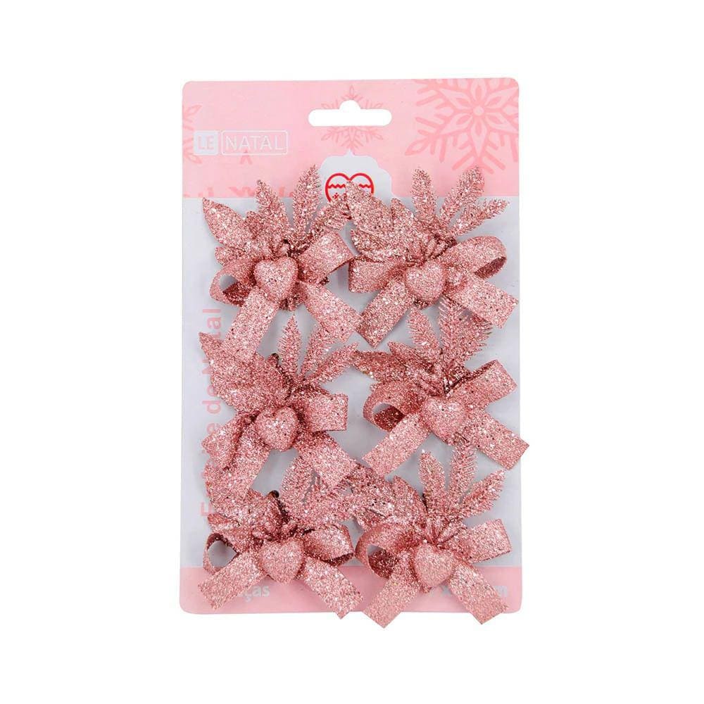 Kit Flor Le Decorativa com 6 Unidades Rosé Gold
