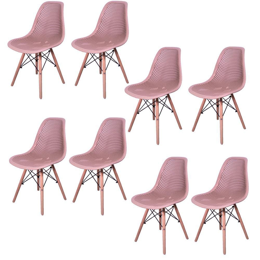 Kit 8 Cadeiras Charles Eames Eifell 130 Furadinha
