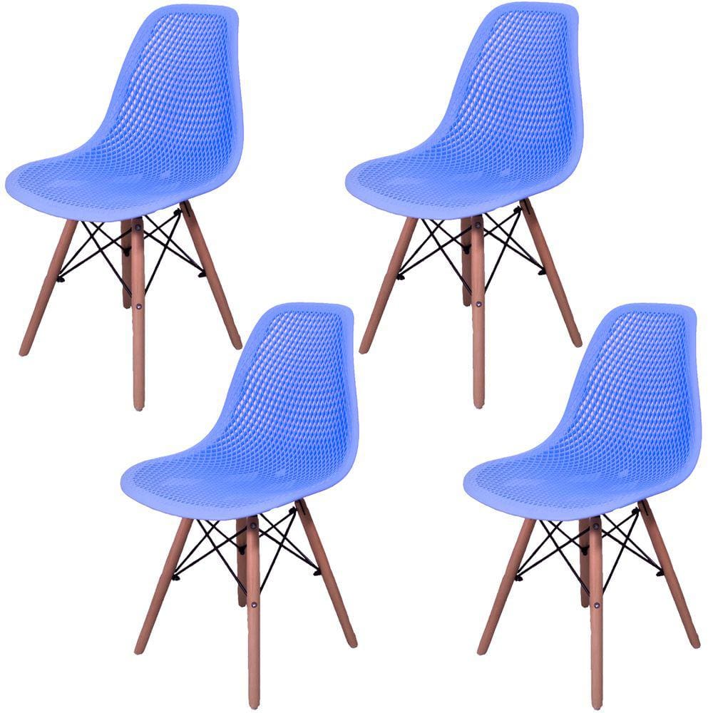 Kit 4 Cadeiras Design Charles Eames Eiffel Furadinha