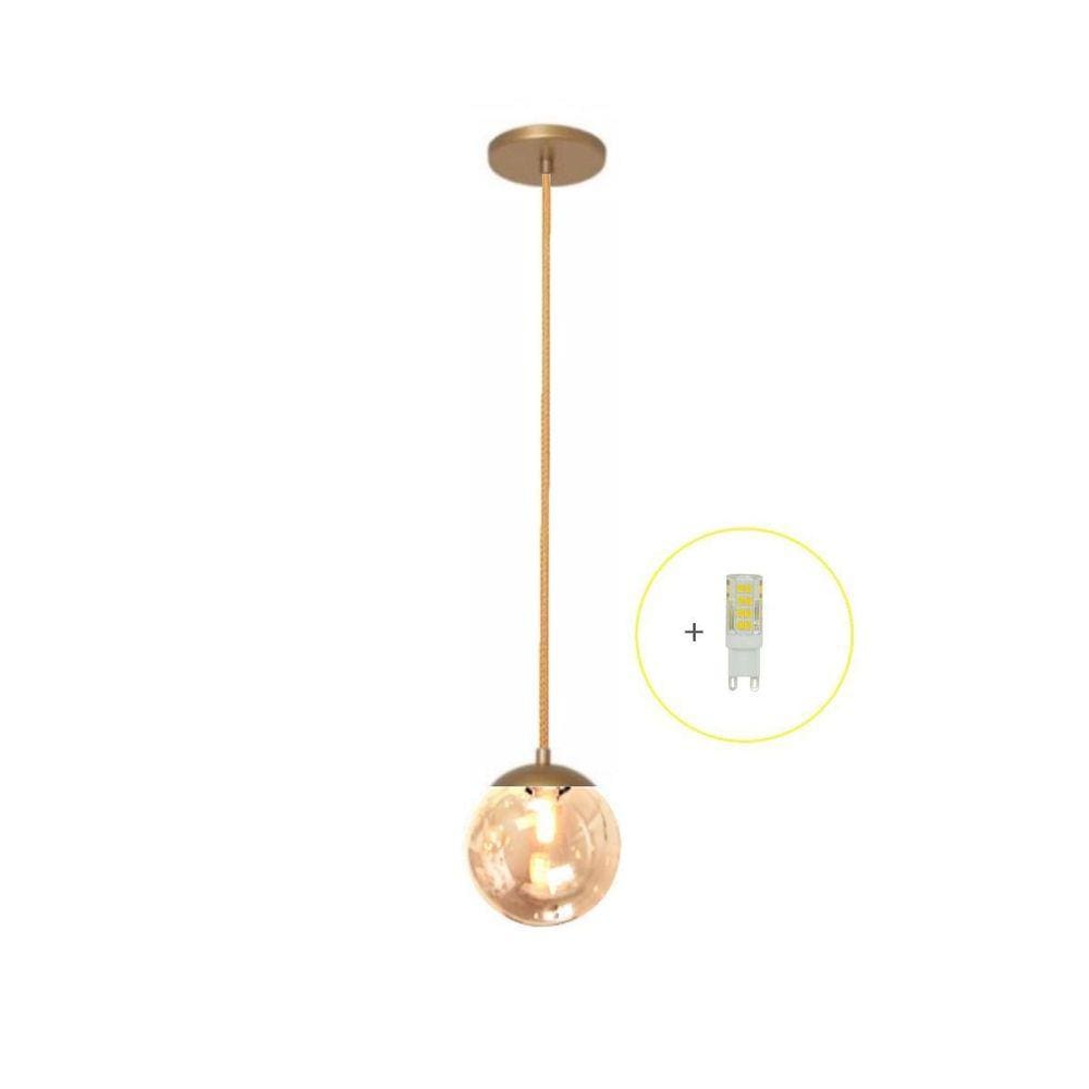 Pendente Dourado Bancada Cozinha Cabeceira De Cama + Led