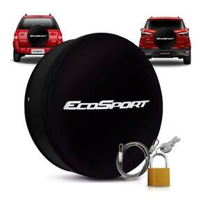 Capa Para Estepe Ecosport Com Cadeado E Cabo De Aço Preta