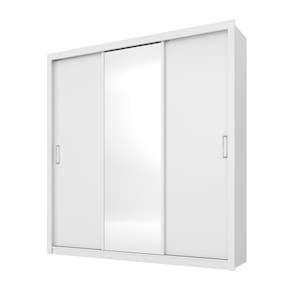 Guarda Roupa Roupeiro Casal 32230 03 Portas 02 Gavetas c/Espelho Residence Branco Demóbile