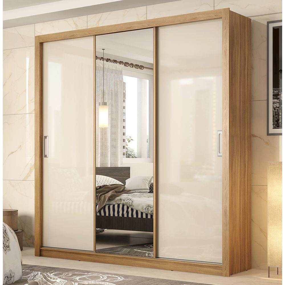 Guarda Roupa Roupeiro Casal 32230 03 Portas 02 Gavetas c/Espelho Residence Amendola Touch Demóbile