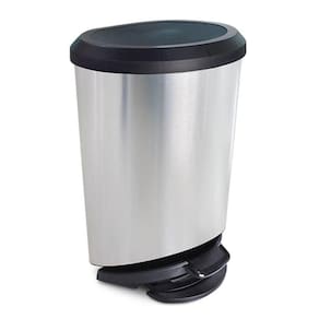 Lixeira Cesto Lixo Plástica Tampa Pedal 10L Metalizada Inox