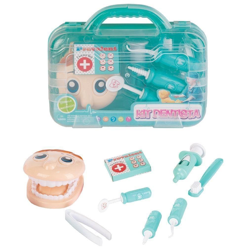 Brinquedo Infantil Kit Dentista Maleta Com Acessórios - Azul - Fenix