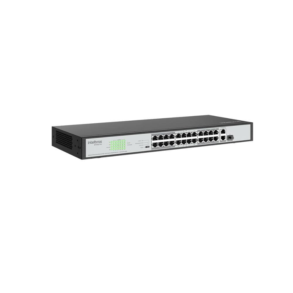 Switch 24 Portas Fast Ethernet PoE +2 portas Gigabit e 1 porta SFP combo, 4760075, INTELBRAS