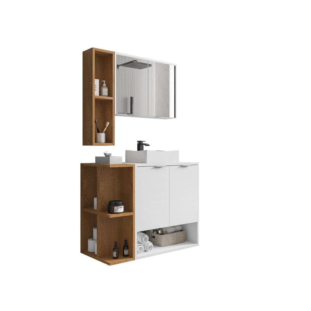 Conj Banheiro Gabinete Ibiza Branco Naturalle 2076116 Bechara