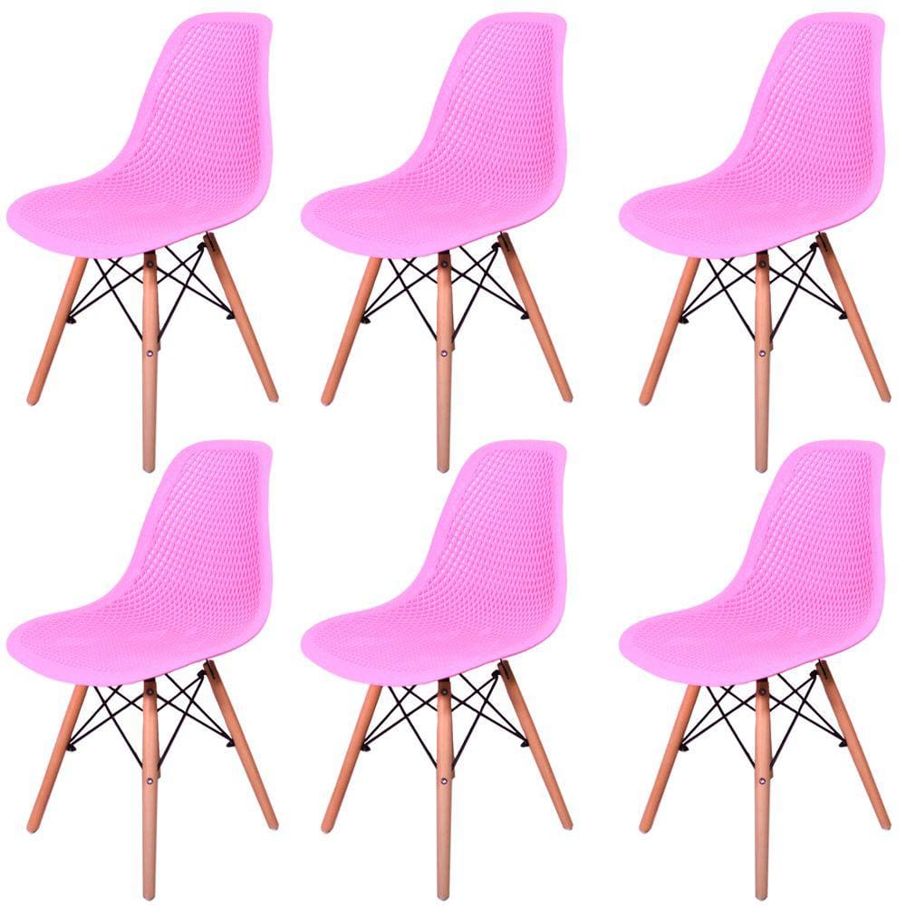 Kit 6 Cadeiras Charles Eames Eifell Furadinha