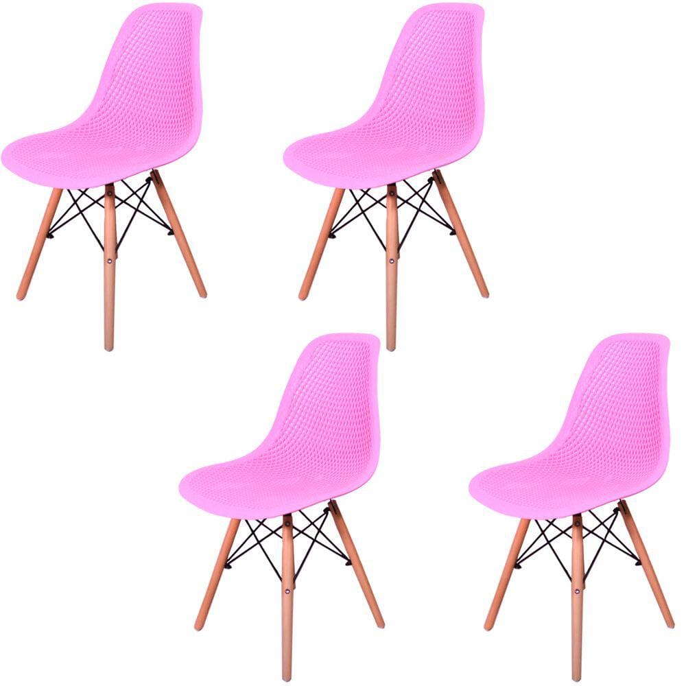 Kit 4 Cadeiras Design Charles Eames Eiffel Furadinha