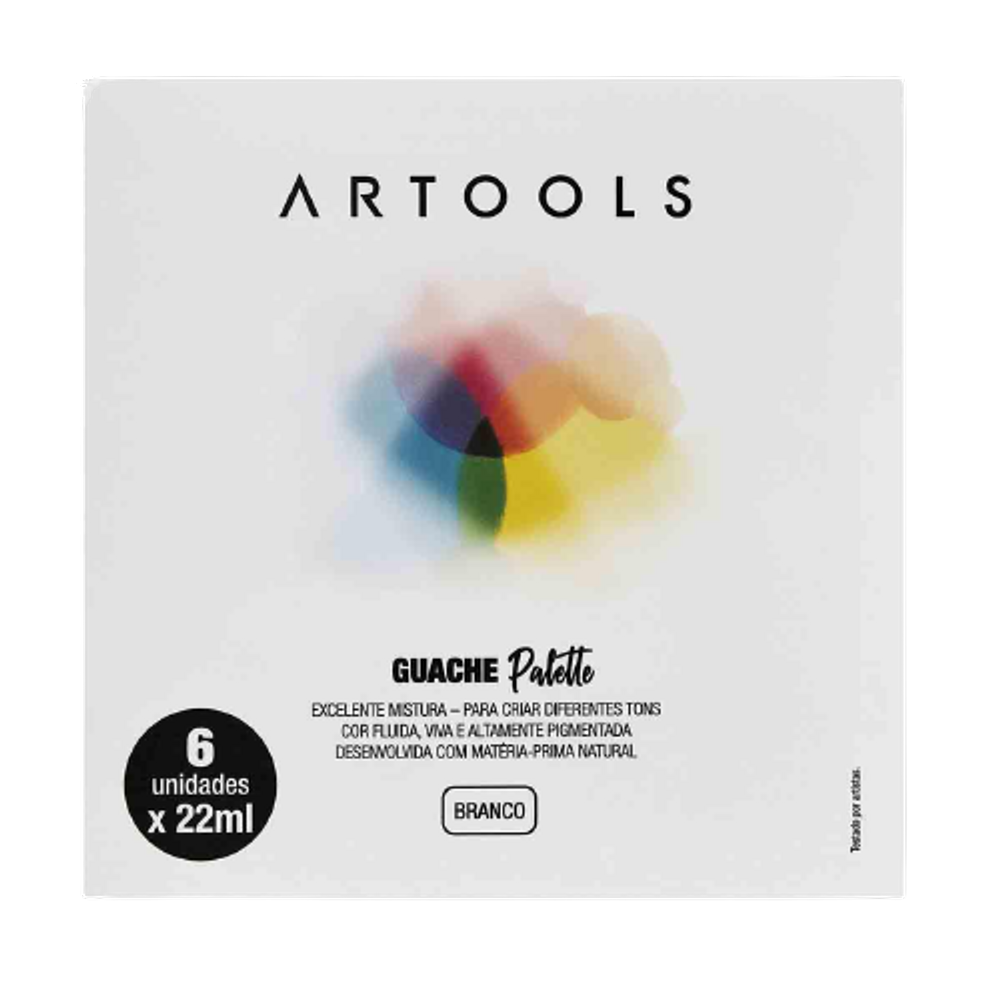 Caixa Guache Palette Bisnaga Cor Branco 6 unidades Artools