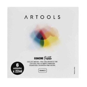 Caixa Guache Palette Bisnaga Cor Branco 6 unidades Artools