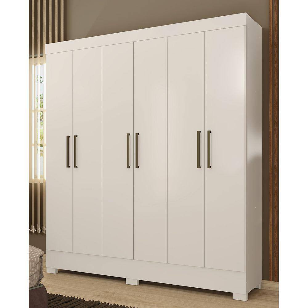 Guarda Roupa Roupeiro Solteiro 62320 06 Portas 02 Gavetas Verso Branco Demóbile