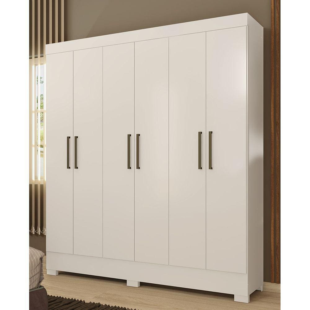 Guarda Roupa Roupeiro Casal 63020 06 Portas 03 Gavetas Prático Branco Demóbile