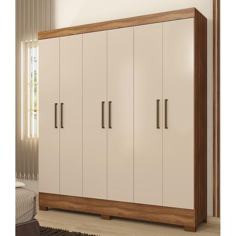 Guarda Roupa Roupeiro Solteiro 62320 06 Portas 02 Gavetas Verso Amendola Touch Off White Demóbile