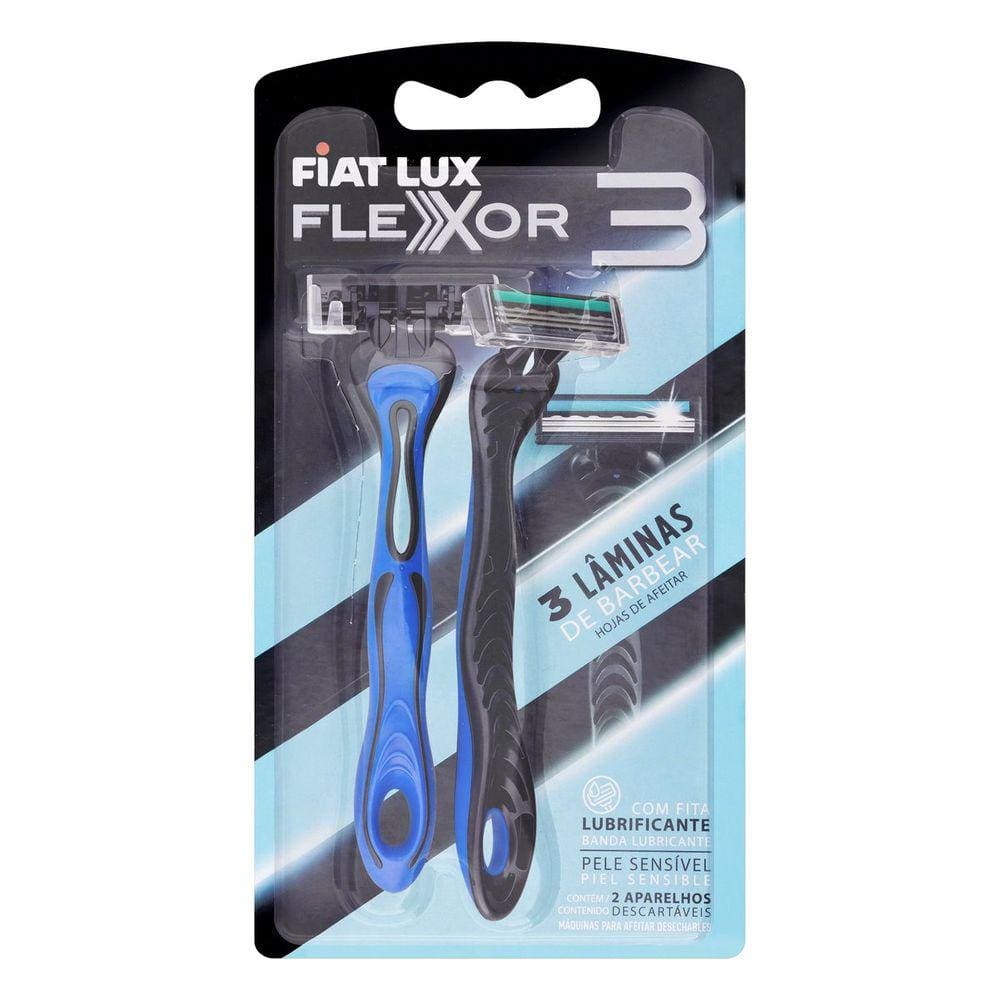 Aparelho De Barbear 3 Lâminas Azul Fiat Lux 2 Unidades