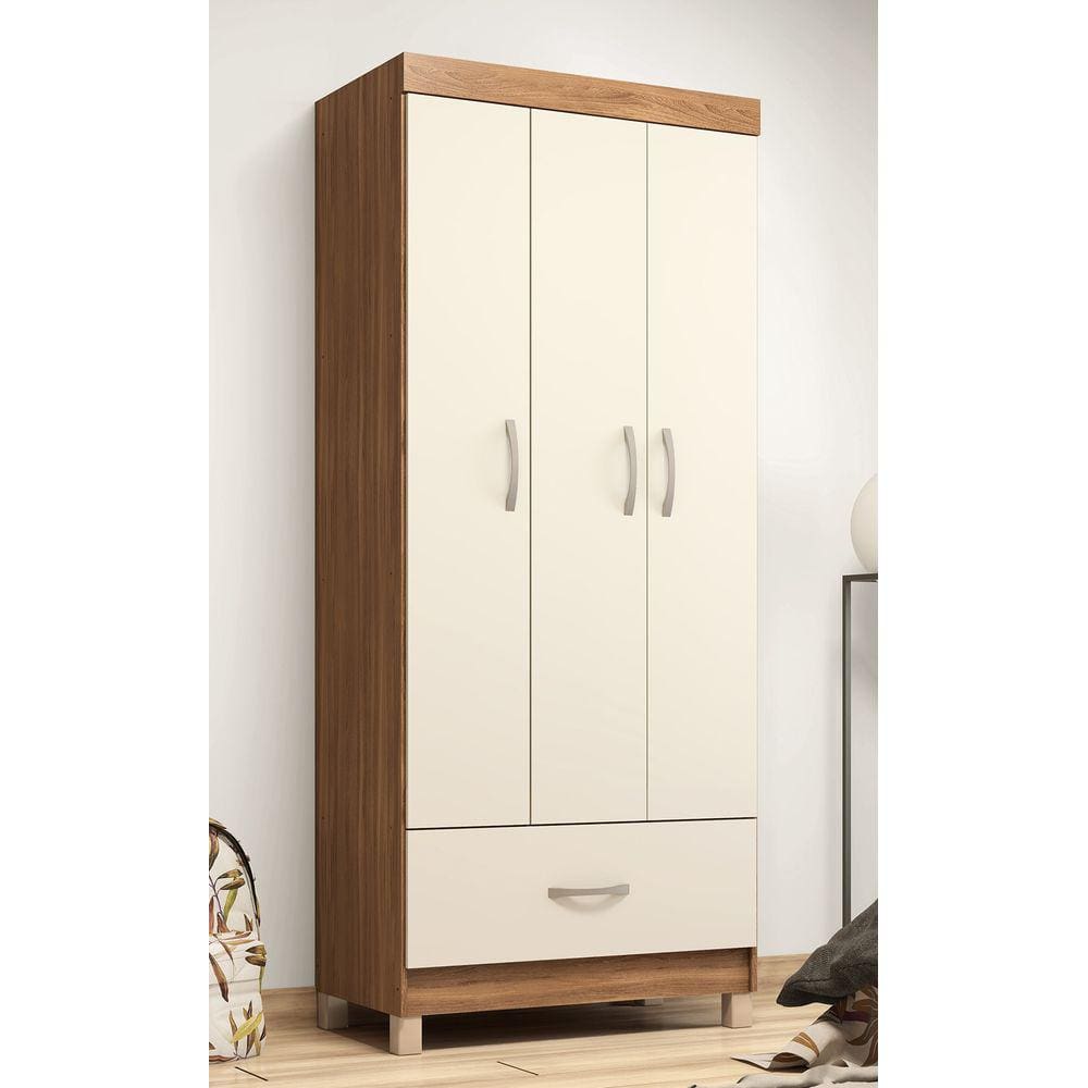 Guarda Roupa Roupeiro Solteiro 31060 03 Portas 01 Gaveta Prince Amendola Touch Off White Demóbile