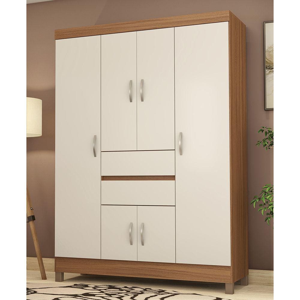 Guarda Roupa Roupeiro Solteiro 62020 06 Portas 02 Gavetas Ecom II Amendola Touch Off White Demóbile