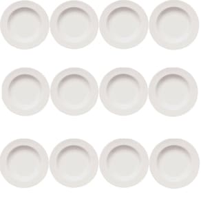 Conjunto de 12 Pratos Fundos Classe Única para Bar ou Hotel Germer de Porcelana Brancos