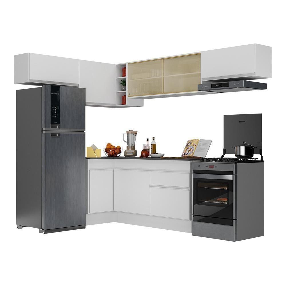 Armário De Cozinha Completa De Canto V2095 Branco