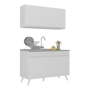 Armário De Cozinha Compacta 120cm Multimóveis V2141 Branco