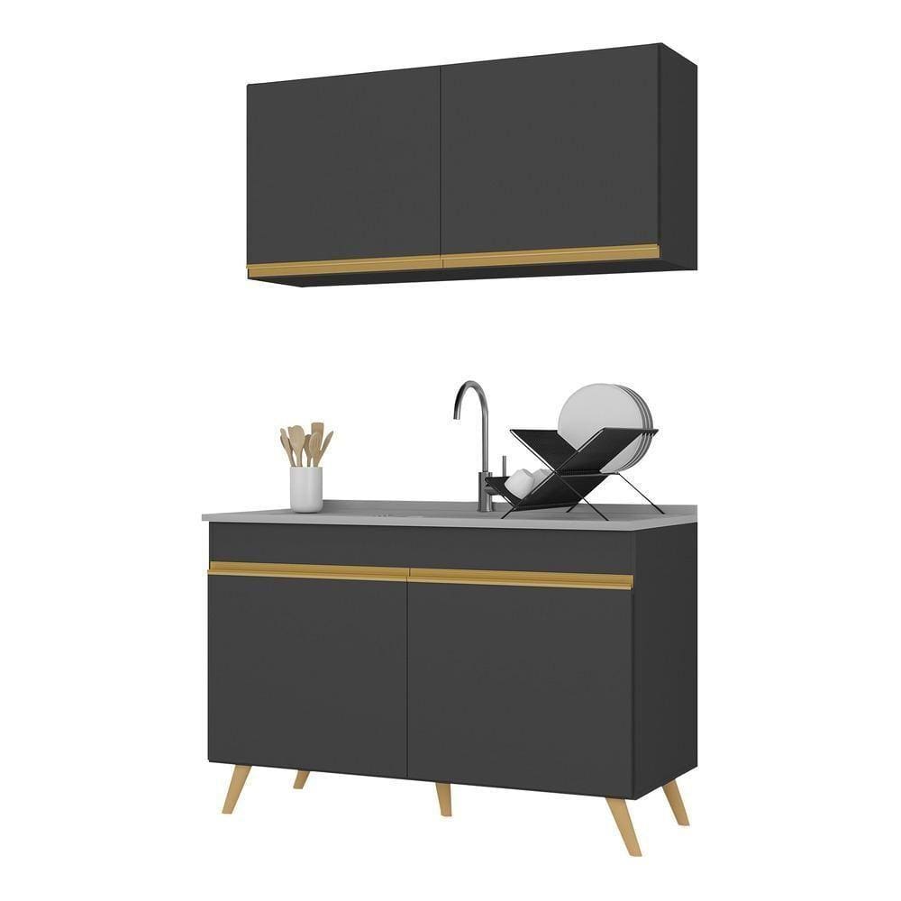 Armário De Cozinha Compacta 120cm Multimóveis V3748/dourado
