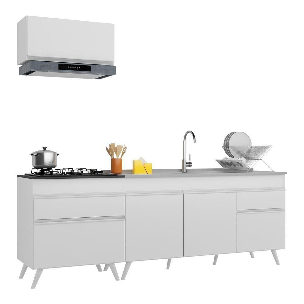 Armário De Cozinha Compacta 220cm Multimóveis V2074 Branco