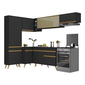 Armário De Cozinha Completa De Canto V2052 Dourado