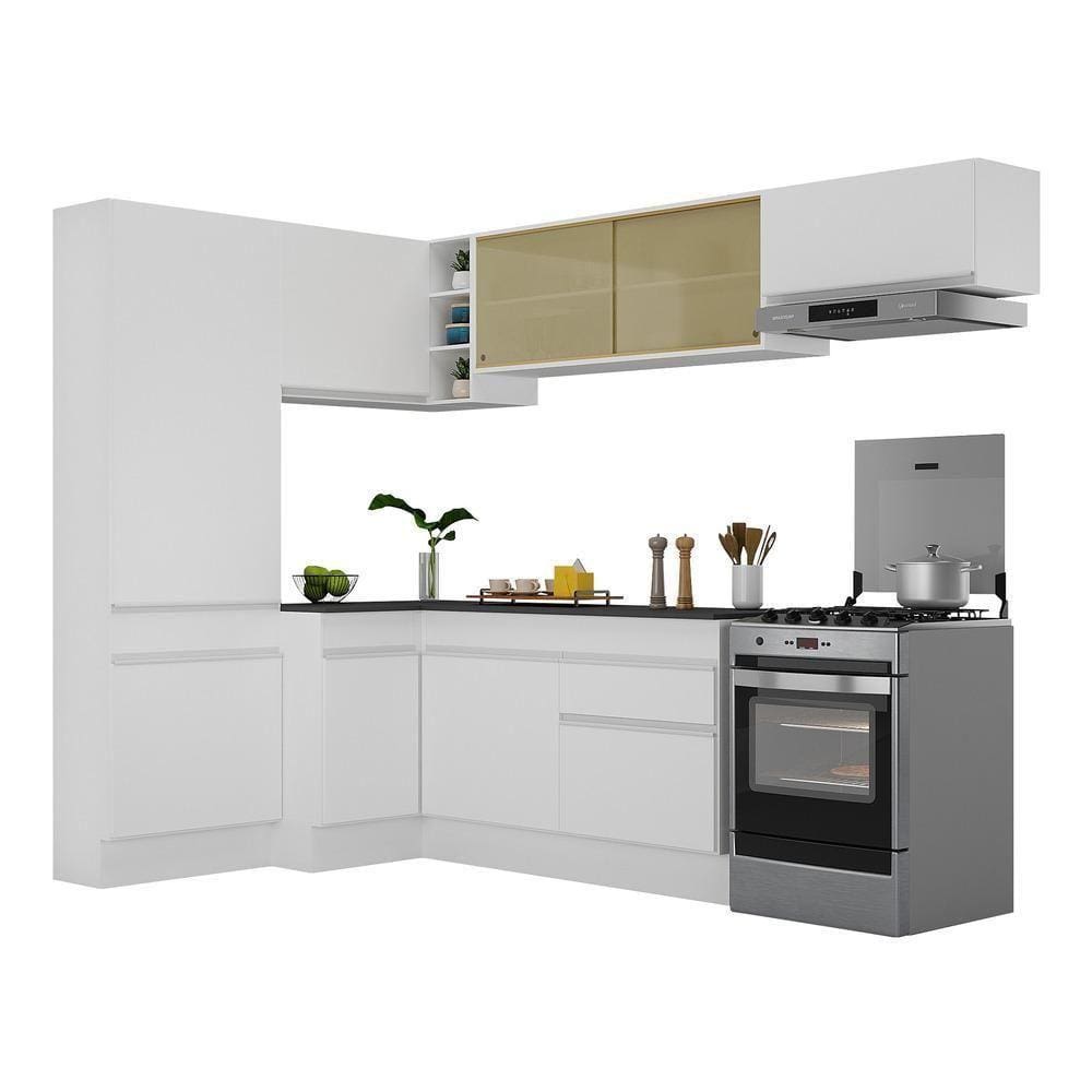 Armário De Cozinha Completa De Canto V2087 Branco