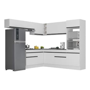 Armário De Cozinha Completa De Canto V2105 Branco/Preto